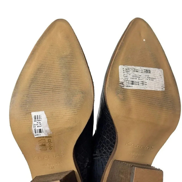 Kaanas Amarone Black Leather Pointed Toe Ankle Boots Shoes - Picture 7 of 12